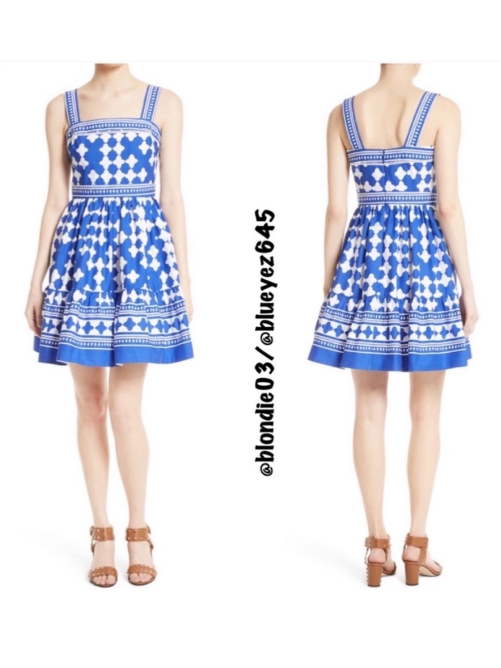 Kate spade like new poplin lantern flounce mini blue white as seen on tv dress - Picture 9 of 9